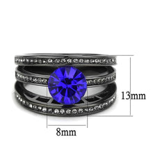 Load image into Gallery viewer, Black Womens Ring Anillo Para Mujer y Ninos Unisex Kids 316L Stainless Steel Ring with Top Grade Crystal in Sapphire - Jewelry Store by Erik Rayo
