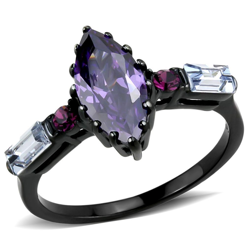 Black Rings for Women Anillo Para Mujer Stainless Steel Ring AAA Grade CZ in Amethyst - Jewelry Store by Erik Rayo