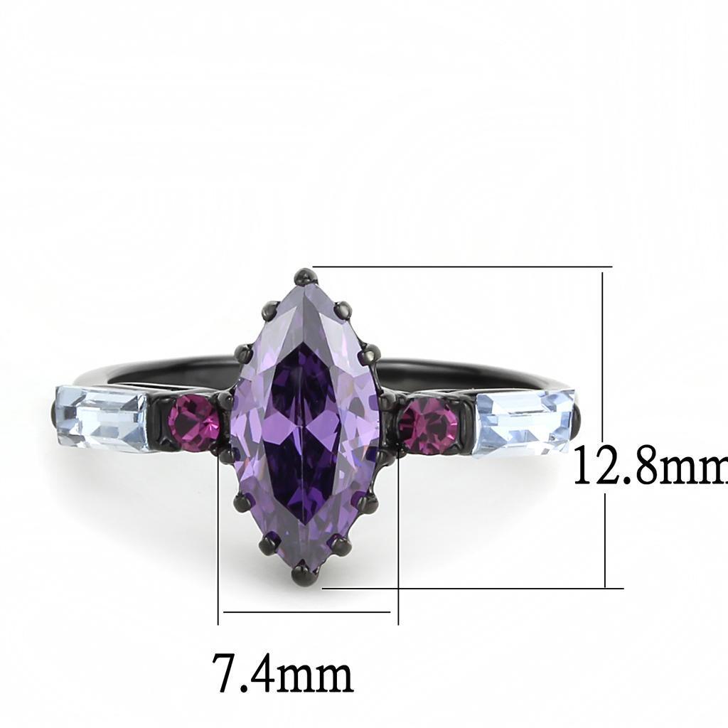 Black Rings for Women Anillo Para Mujer Stainless Steel Ring AAA Grade CZ in Amethyst - Jewelry Store by Erik Rayo
