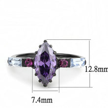 Load image into Gallery viewer, Black Womens Ring Anillo Para Mujer Stainless Steel Ring AAA Grade CZ in Amethyst - Jewelry Store by Erik Rayo
