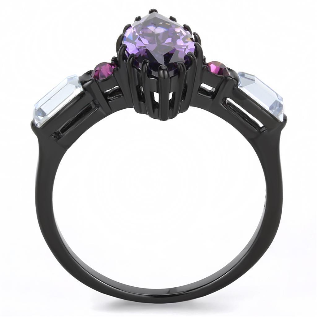 Black Rings for Women Anillo Para Mujer Stainless Steel Ring AAA Grade CZ in Amethyst - Jewelry Store by Erik Rayo