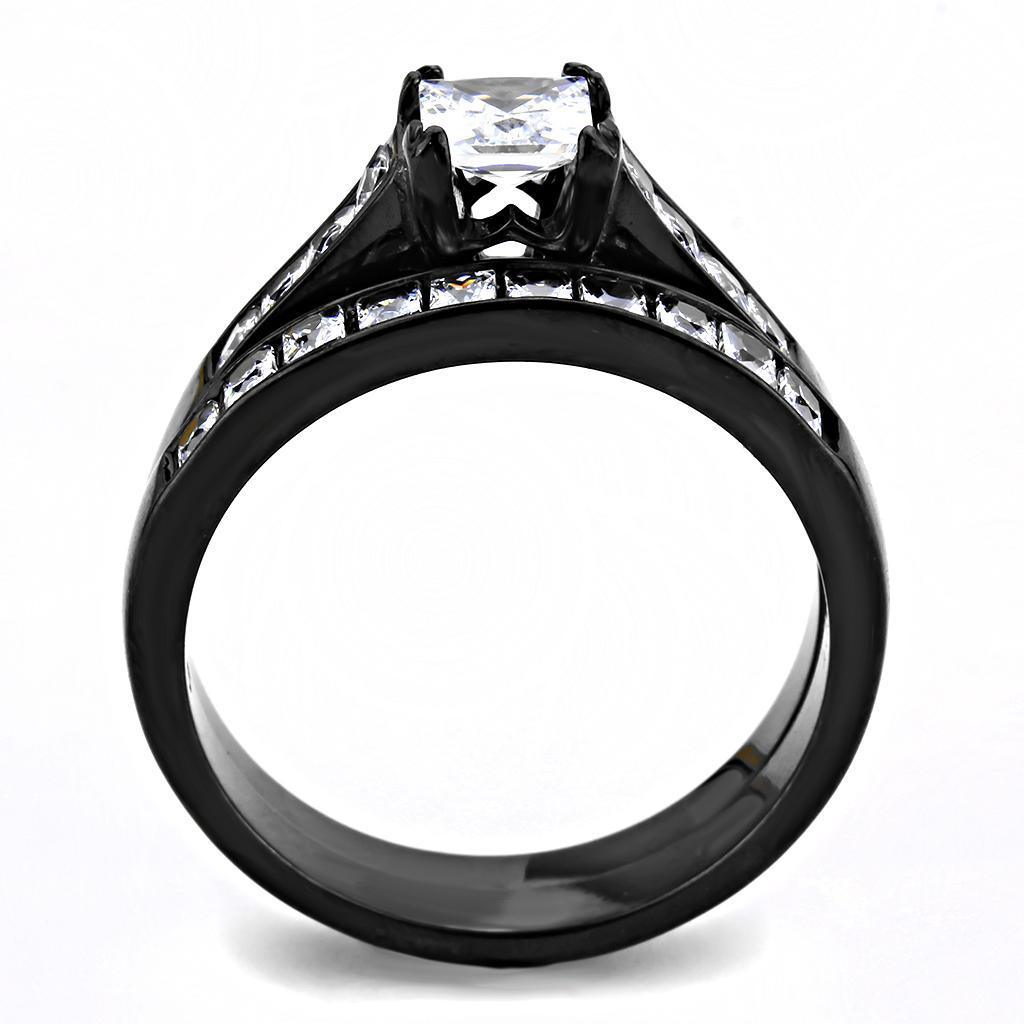 Black Rings for Women Anillo Para Mujer Stainless Steel Ring Aligiers Clear - Jewelry Store by Erik Rayo