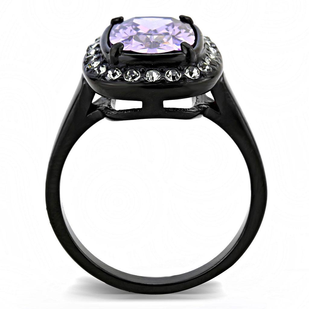 Black Rings for Women Anillo Para Mujer Stainless Steel Ring with AAA CZ in Amethyst - Jewelry Store by Erik Rayo