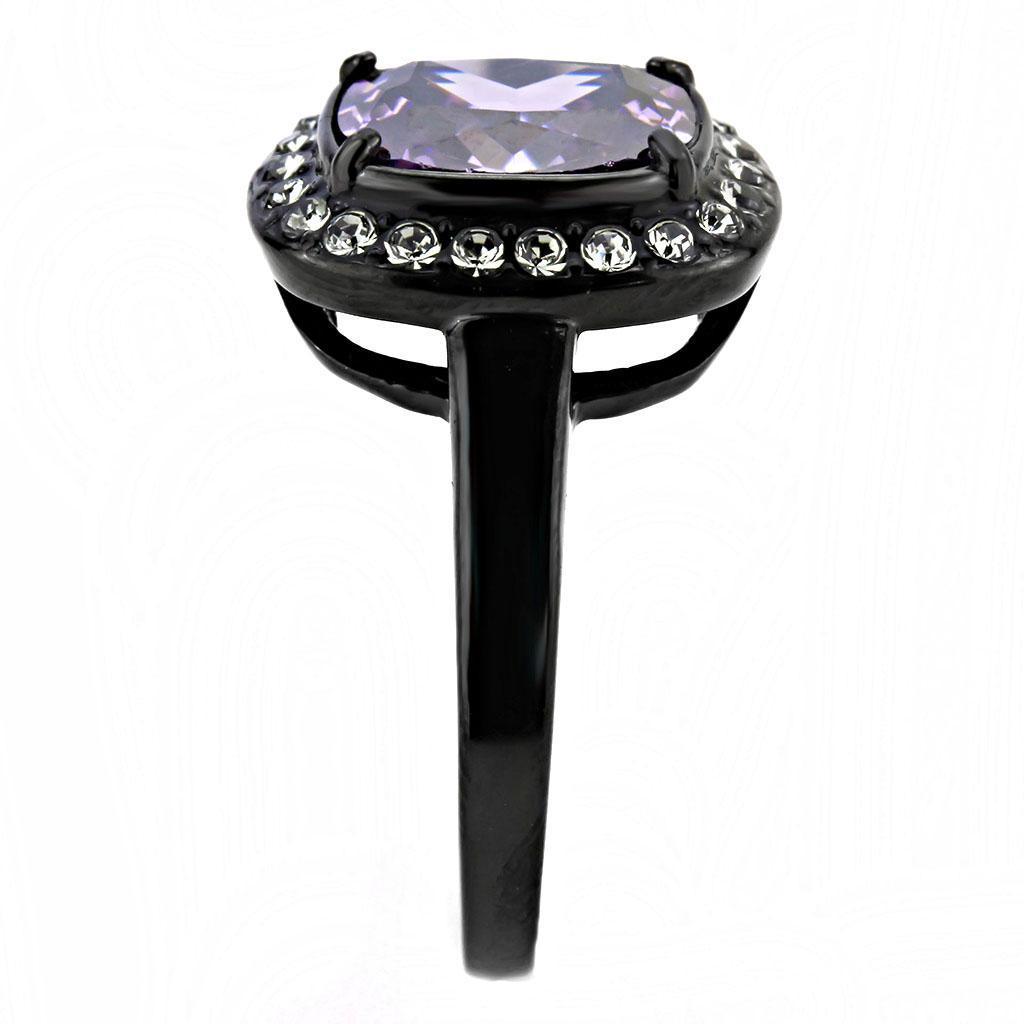 Black Rings for Women Anillo Para Mujer Stainless Steel Ring with AAA CZ in Amethyst - Jewelry Store by Erik Rayo