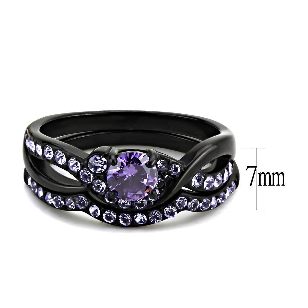 Black Rings for Women Anillo Para Mujer Stainless Steel Ring with AAA Grade CZ in Amethyst - Jewelry Store by Erik Rayo