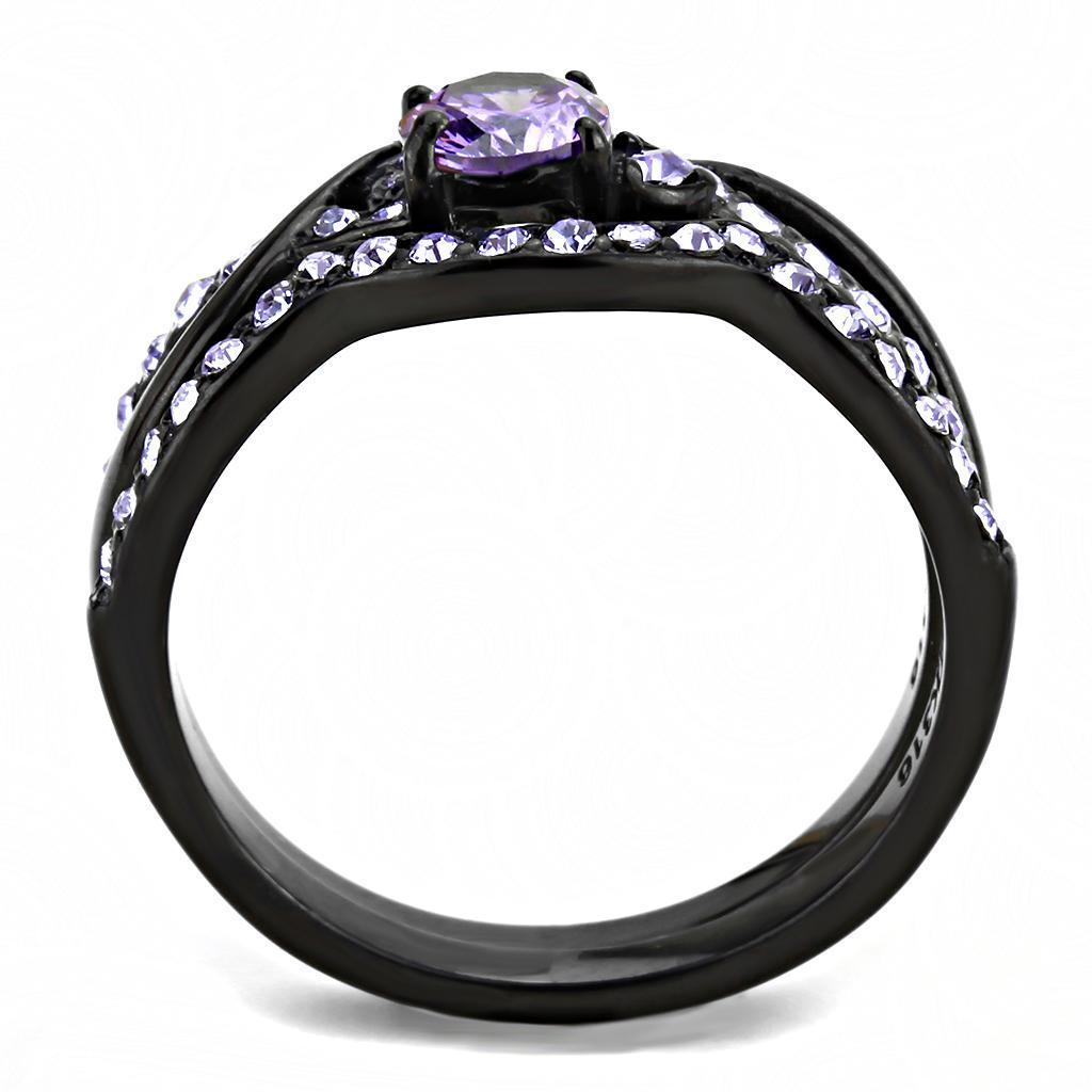Black Rings for Women Anillo Para Mujer Stainless Steel Ring with AAA Grade CZ in Amethyst - Jewelry Store by Erik Rayo