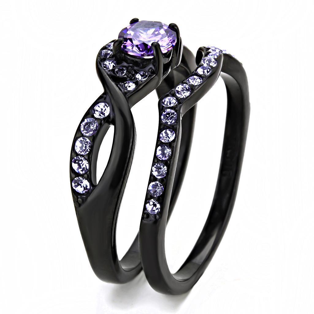 Black Rings for Women Anillo Para Mujer Stainless Steel Ring with AAA Grade CZ in Amethyst - Jewelry Store by Erik Rayo