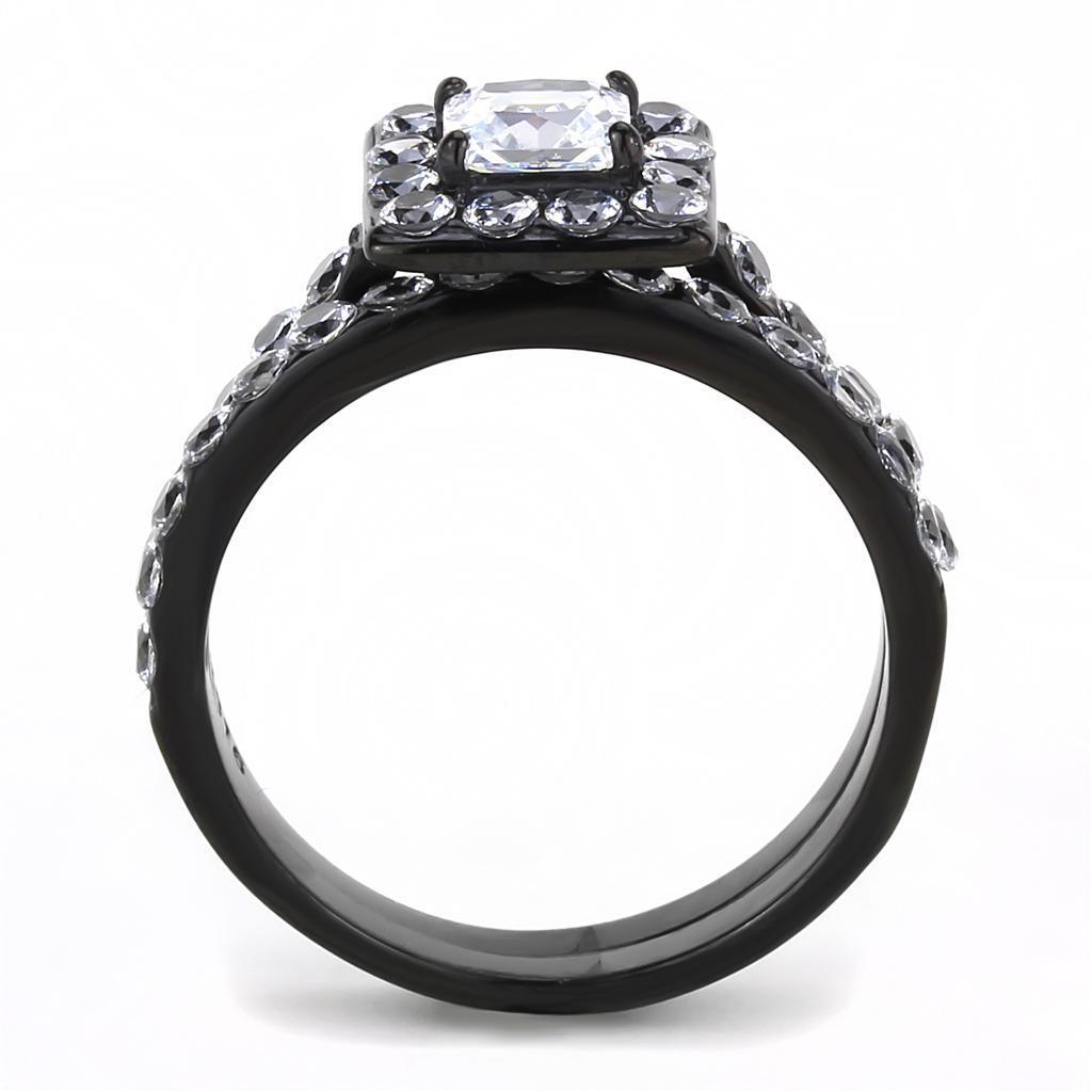 Black Rings for Women Anillo Para Mujer Stainless Steel Ring with AAA Grade CZ in Clear Agra - Jewelry Store by Erik Rayo