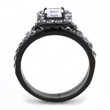 Load image into Gallery viewer, Black Womens Ring Anillo Para Mujer Stainless Steel Ring with AAA Grade CZ in Clear Agra - Jewelry Store by Erik Rayo
