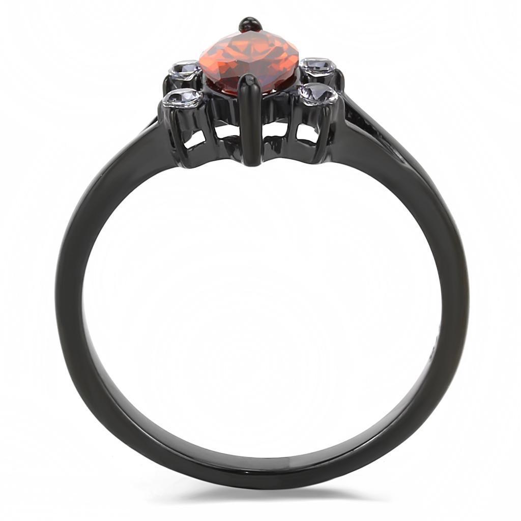Black Rings for Women Anillo Para Mujer Stainless Steel Ring with AAA Grade CZ in Garnet - Jewelry Store by Erik Rayo