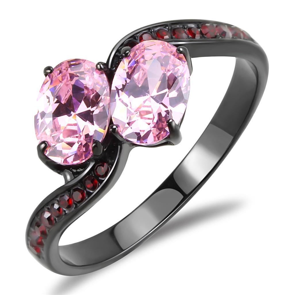 Black Rings for Women Anillo Para Mujer Stainless Steel Ring with AAA Grade CZ in Rose - Jewelry Store by Erik Rayo