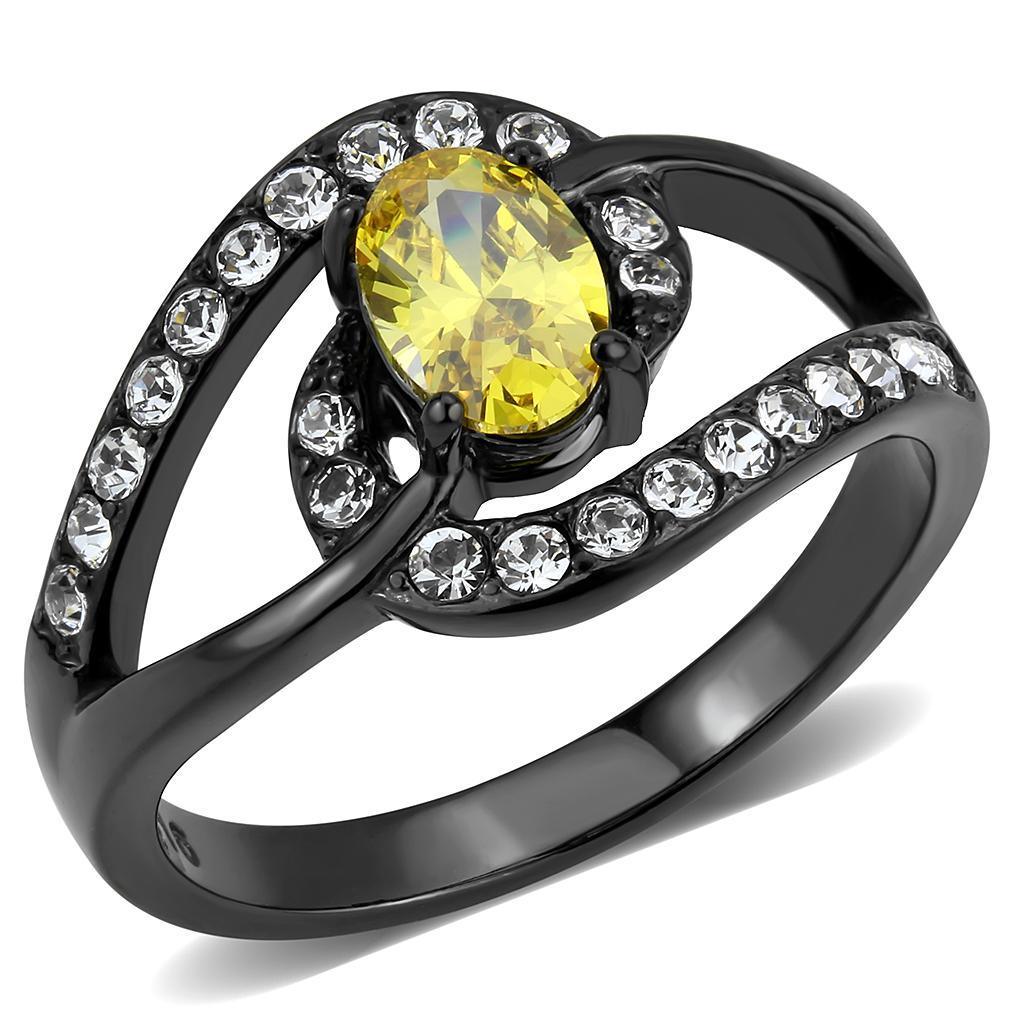 Black Rings for Women Anillo Para Mujer Stainless Steel Ring with AAA Grade CZ in Topaz - Jewelry Store by Erik Rayo