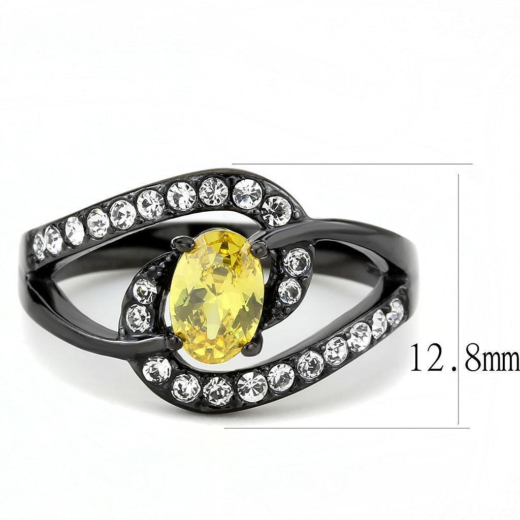 Black Rings for Women Anillo Para Mujer Stainless Steel Ring with AAA Grade CZ in Topaz - Jewelry Store by Erik Rayo
