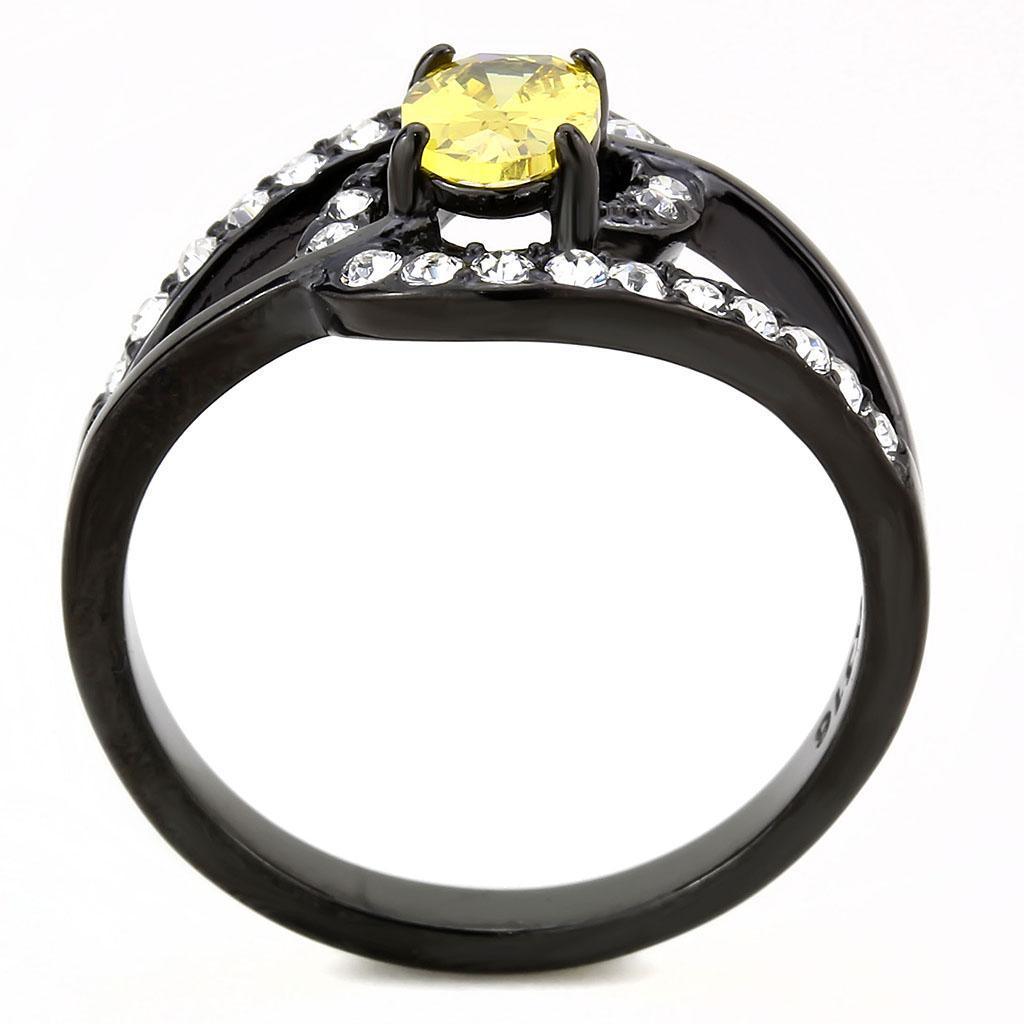 Black Rings for Women Anillo Para Mujer Stainless Steel Ring with AAA Grade CZ in Topaz - Jewelry Store by Erik Rayo