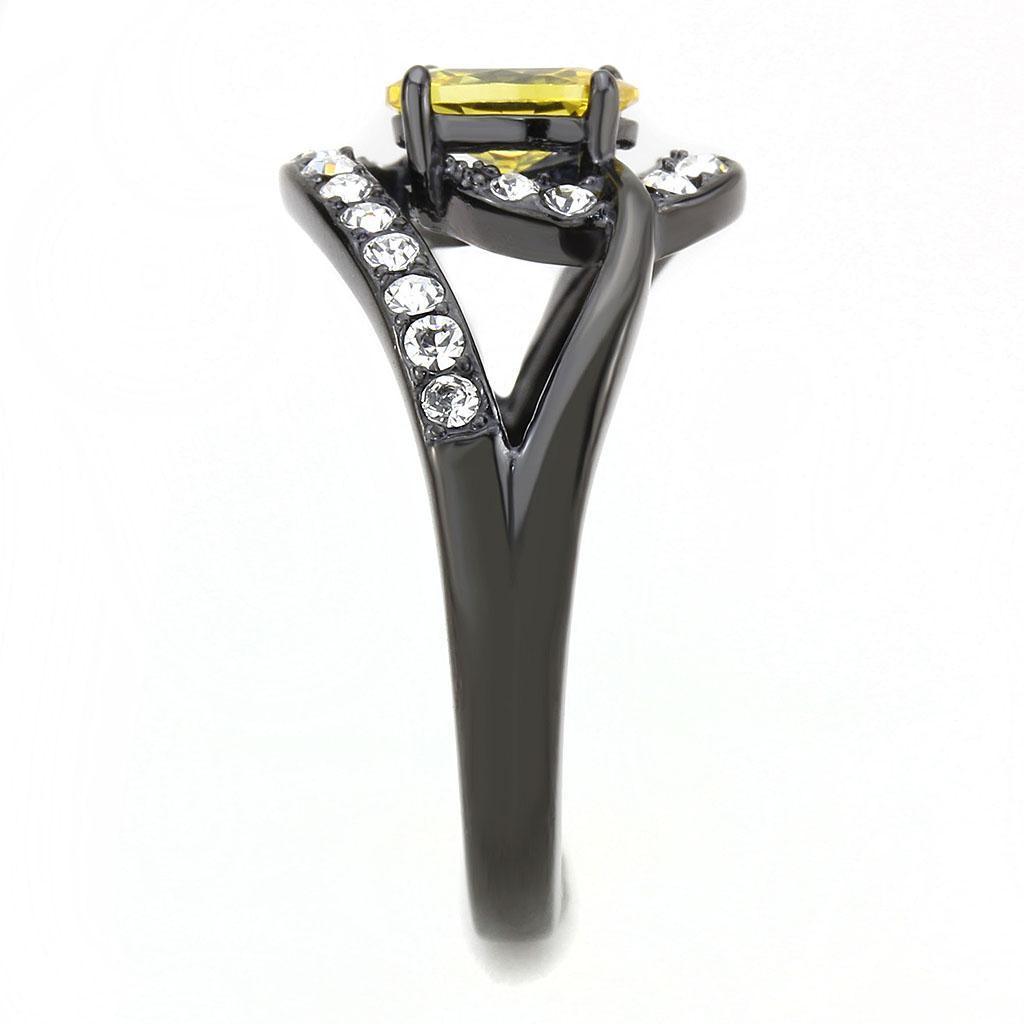 Black Rings for Women Anillo Para Mujer Stainless Steel Ring with AAA Grade CZ in Topaz - Jewelry Store by Erik Rayo
