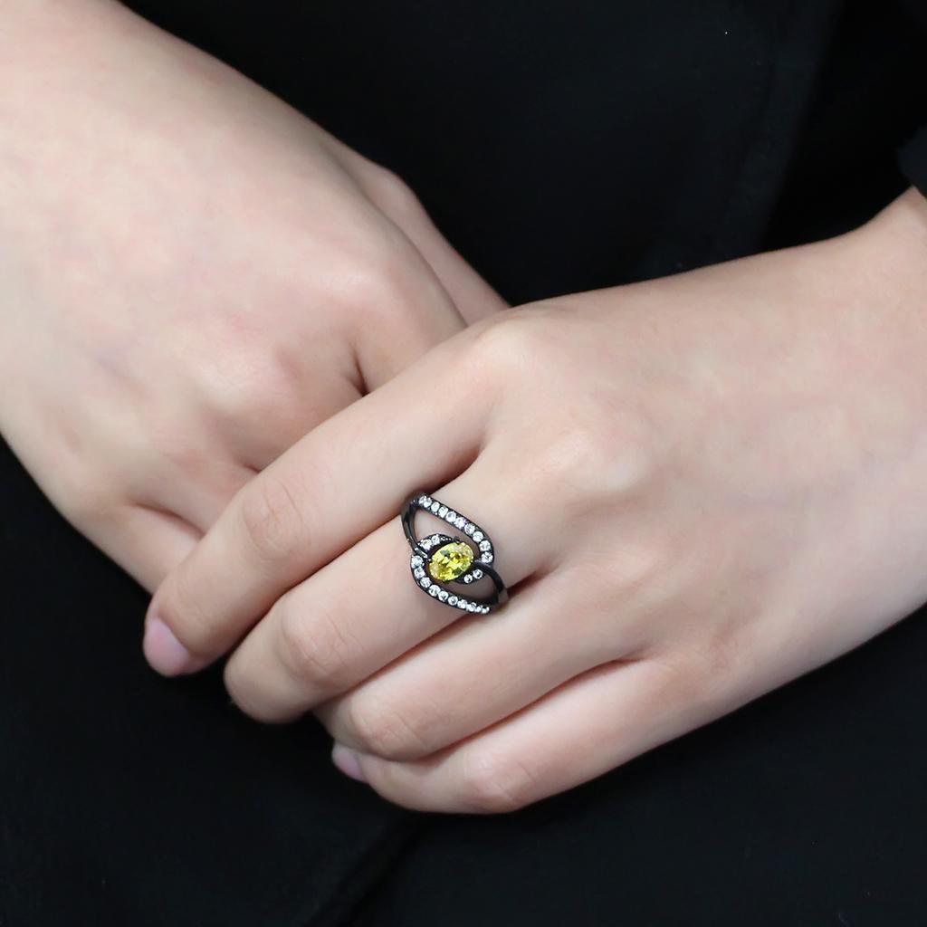 Black Rings for Women Anillo Para Mujer Stainless Steel Ring with AAA Grade CZ in Topaz - Jewelry Store by Erik Rayo
