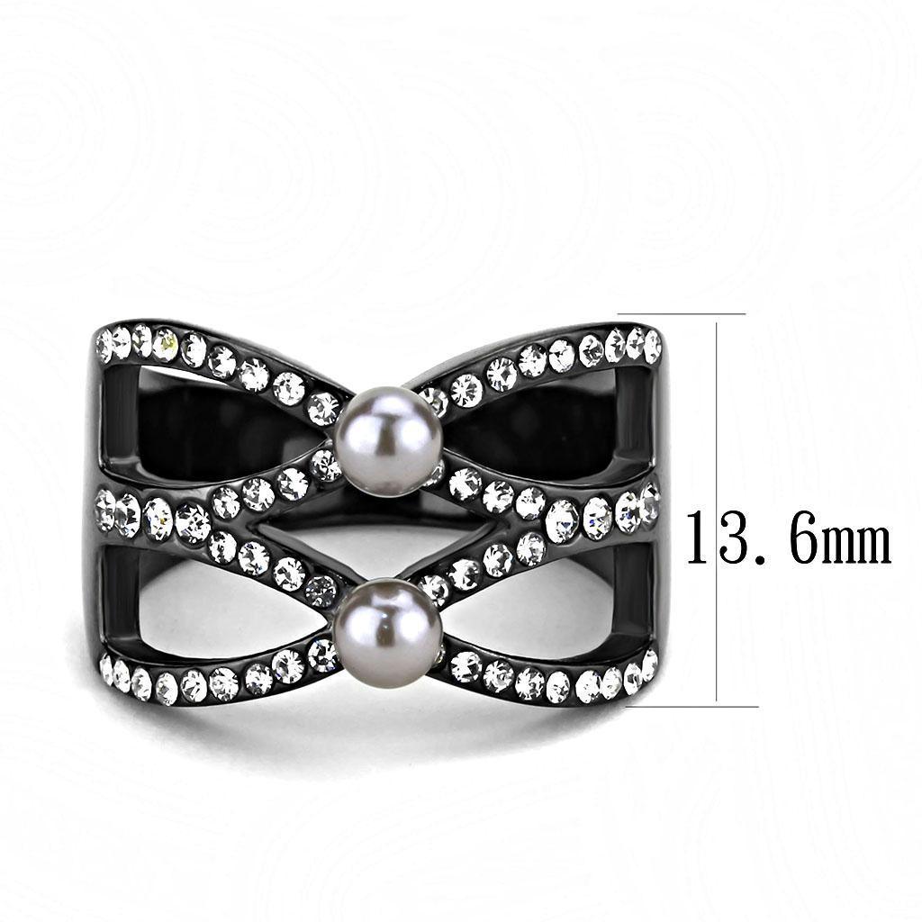 Black Rings for Women Anillo Para Mujer Stainless Steel Ring with Pearl in Gray - Jewelry Store by Erik Rayo
