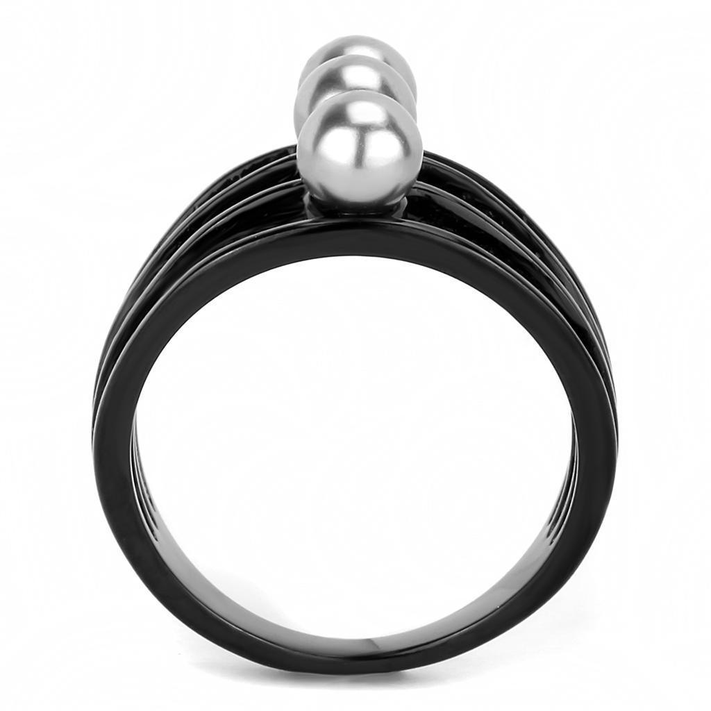 Black Rings for Women Anillo Para Mujer Stainless Steel Ring with Pearl in Gray - Jewelry Store by Erik Rayo