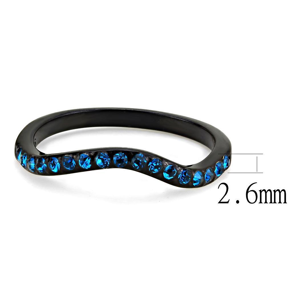 Black Rings for Women Anillo Para Mujer Stainless Steel Ring with Top Grade Crystal in Blue Zircon - Jewelry Store by Erik Rayo