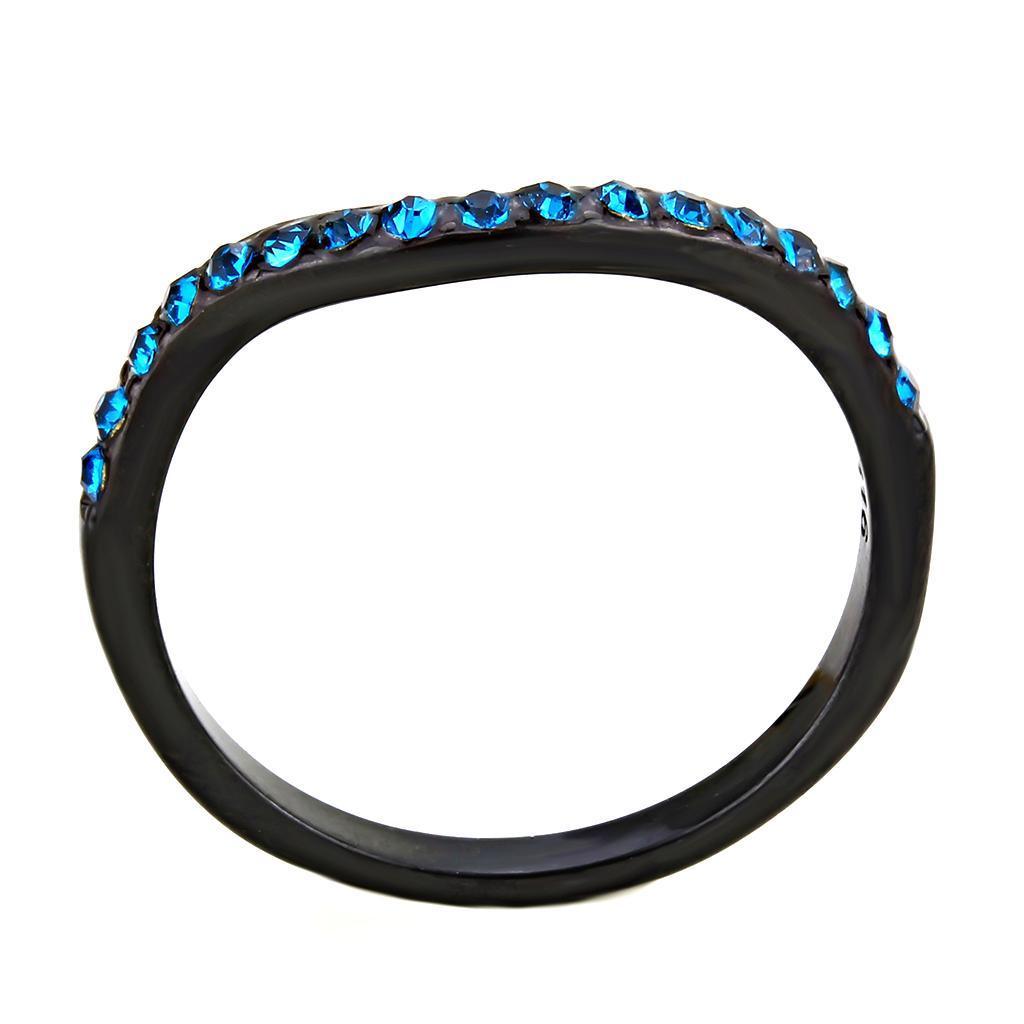Black Rings for Women Anillo Para Mujer Stainless Steel Ring with Top Grade Crystal in Blue Zircon - Jewelry Store by Erik Rayo