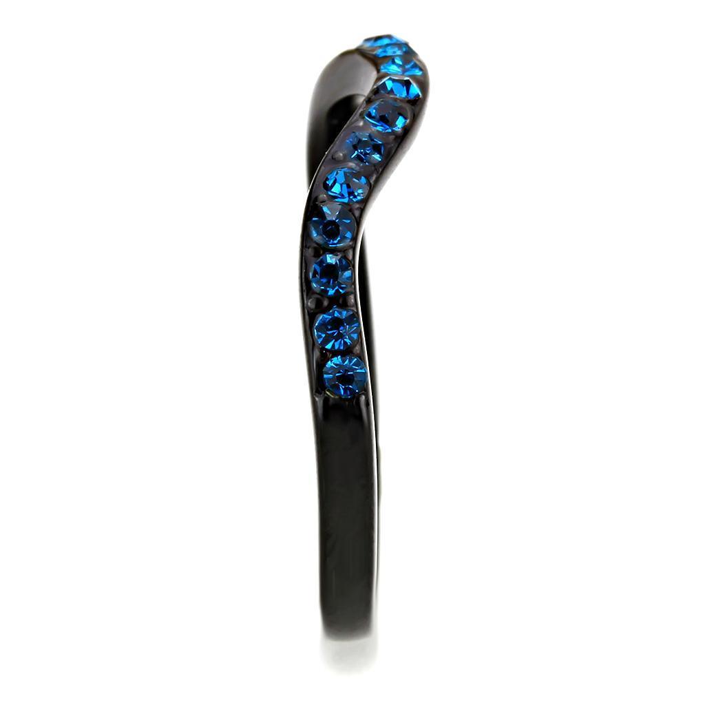 Black Rings for Women Anillo Para Mujer Stainless Steel Ring with Top Grade Crystal in Blue Zircon - Jewelry Store by Erik Rayo