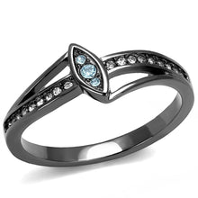 Load image into Gallery viewer, Black Womens Ring Anillo Para Mujer y Ninos Unisex Kids tainless Steel Ring with Top Grade Crystal in Sea Blue - Jewelry Store by Erik Rayo
