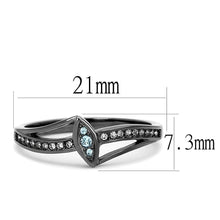 Load image into Gallery viewer, Black Womens Ring Anillo Para Mujer y Ninos Unisex Kids tainless Steel Ring with Top Grade Crystal in Sea Blue - Jewelry Store by Erik Rayo
