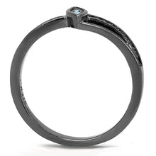 Load image into Gallery viewer, Black Womens Ring Anillo Para Mujer tainless Steel Ring with Top Grade Crystal in Sea Blue - Jewelry Store by Erik Rayo
