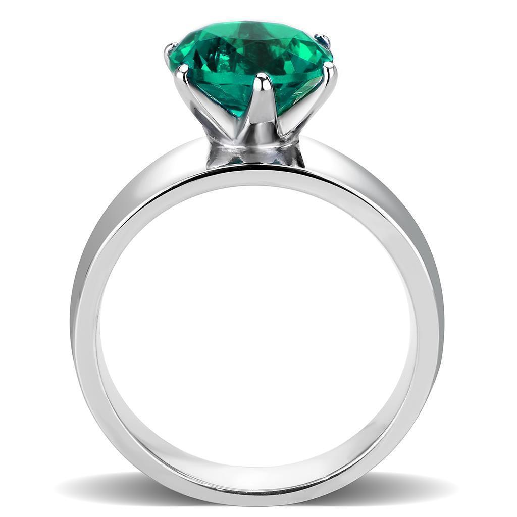Blue Silver Womens Ring Solitaire 316L Stainless Steel Zircoin Anillo Azul y Plata Para Mujer Solitario Acero Inoxidable - Jewelry Store by Erik Rayo
