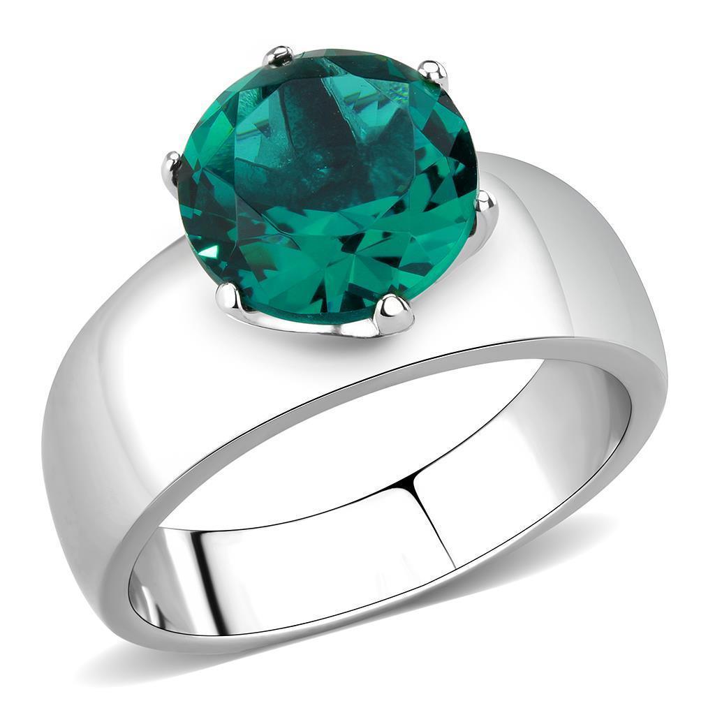 Blue Silver Rings for Women Solitaire Stainless Steel Zircoin Anillo Azul y Plata Para Mujer Solitario Acero Inoxidable - Jewelry Store by Erik Rayo