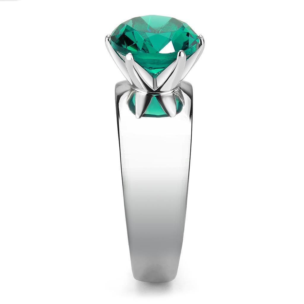 Blue Silver Rings for Women Solitaire Stainless Steel Zircoin Anillo Azul y Plata Para Mujer Solitario Acero Inoxidable - Jewelry Store by Erik Rayo