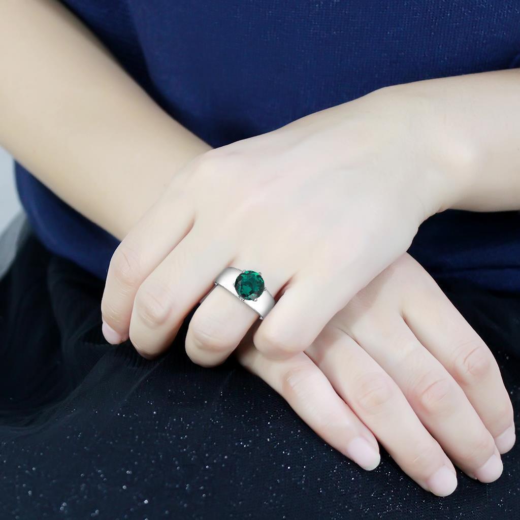 Blue Silver Rings for Women Solitaire Stainless Steel Zircoin Anillo Azul y Plata Para Mujer Solitario Acero Inoxidable - Jewelry Store by Erik Rayo