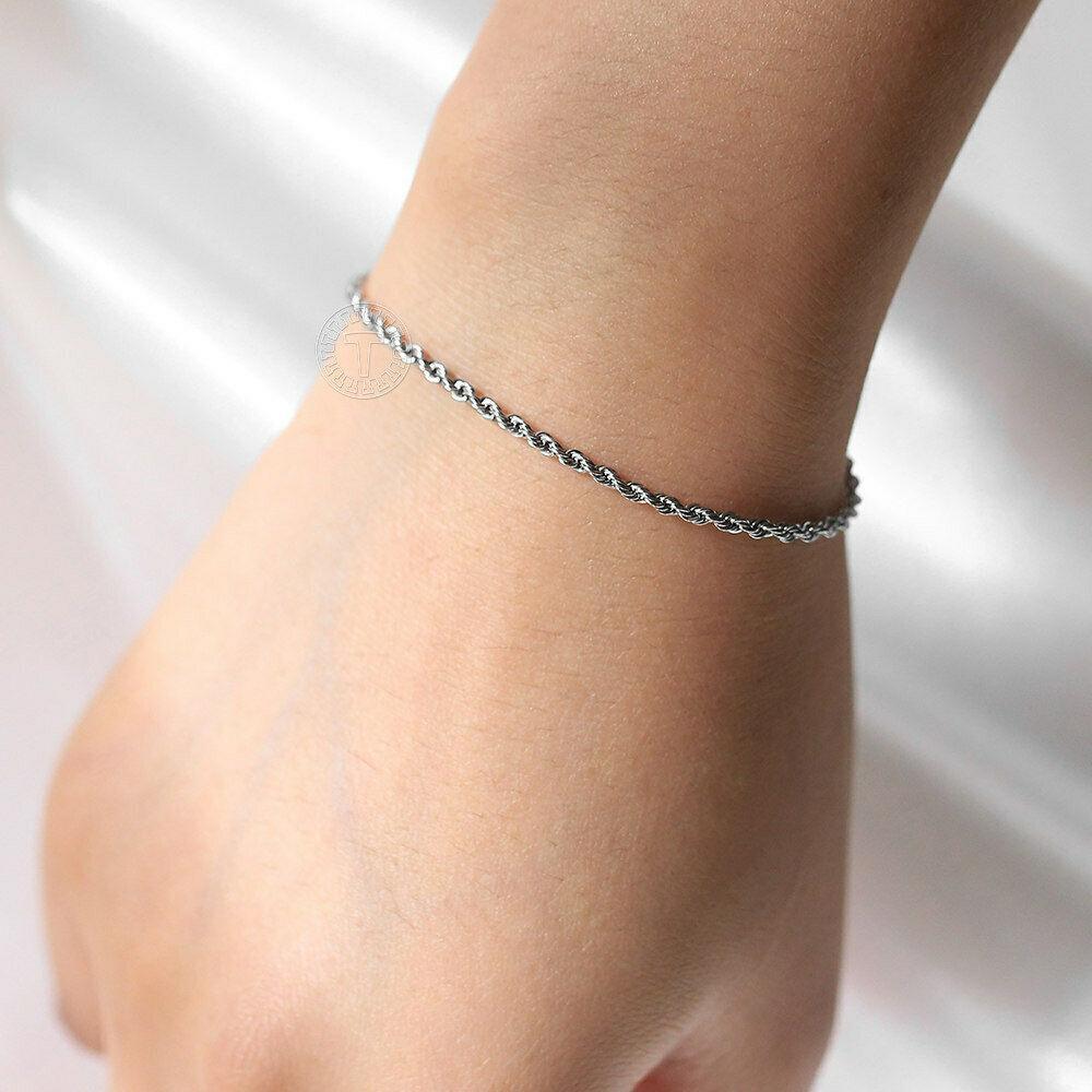 Rope Bracelet for Men and Women Silver or Gold Stainless Steel for Men and Women - Jewelry Store by Erik Rayo