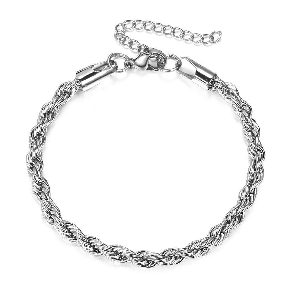 Rope Bracelet for Men and Women Silver or Gold Stainless Steel for Men and Women - Jewelry Store by Erik Rayo