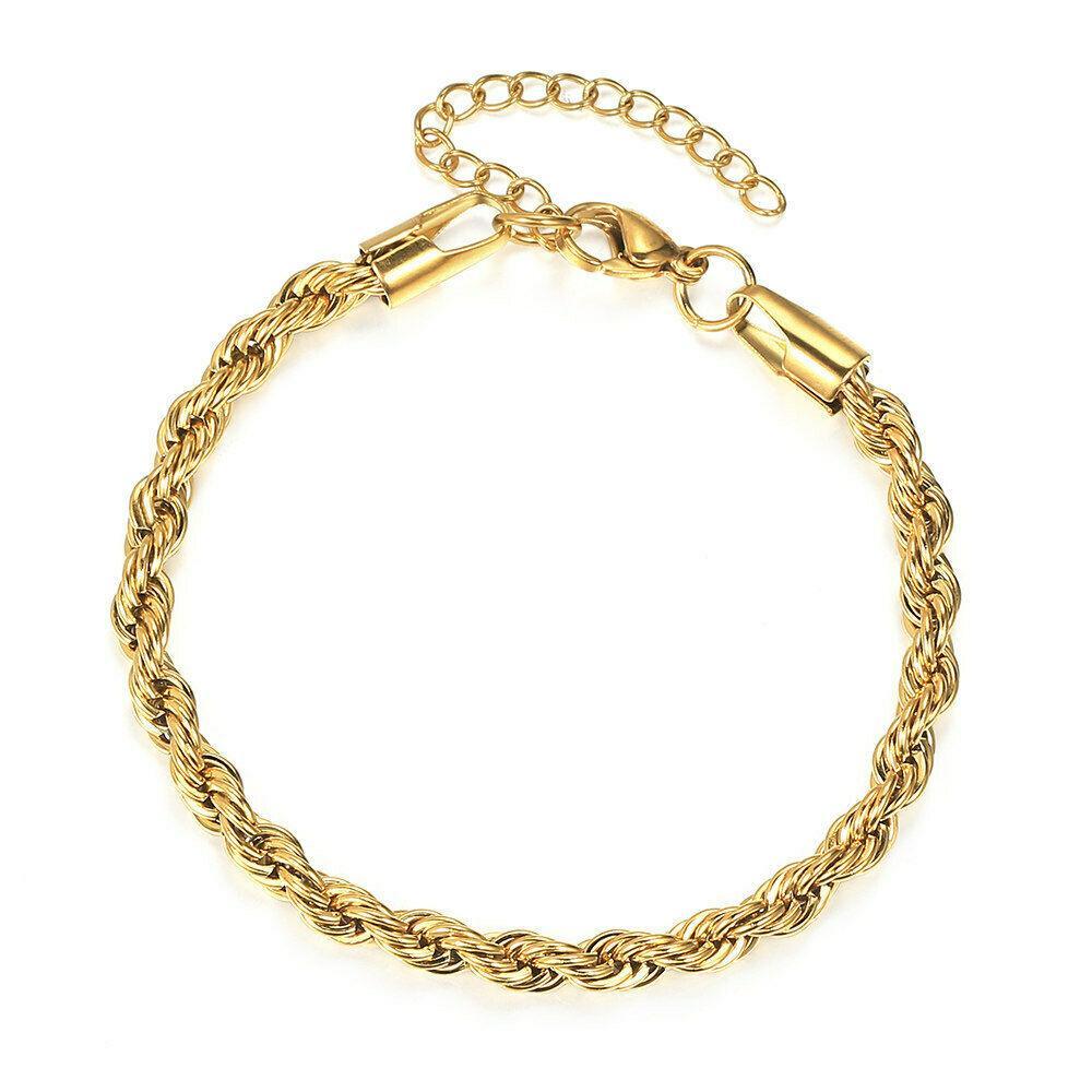 Rope Bracelet for Men and Women Silver or Gold Stainless Steel for Men and Women - Jewelry Store by Erik Rayo