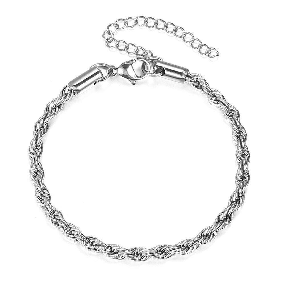 Rope Bracelet for Men and Women Silver or Gold Stainless Steel for Men and Women - Jewelry Store by Erik Rayo