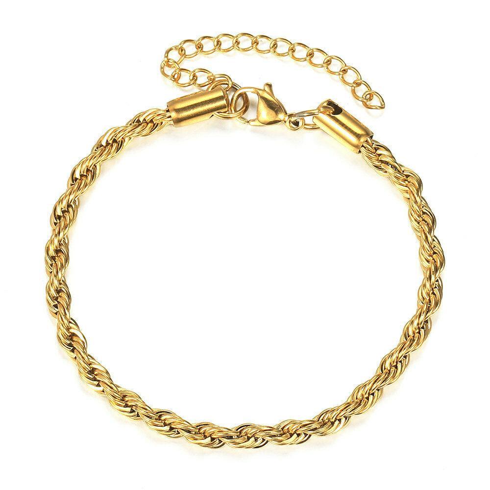 Rope Bracelet for Men and Women Silver or Gold Stainless Steel for Men and Women - Jewelry Store by Erik Rayo