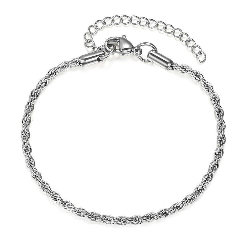 Rope Bracelet for Men and Women Silver or Gold Stainless Steel for Men and Women - Jewelry Store by Erik Rayo