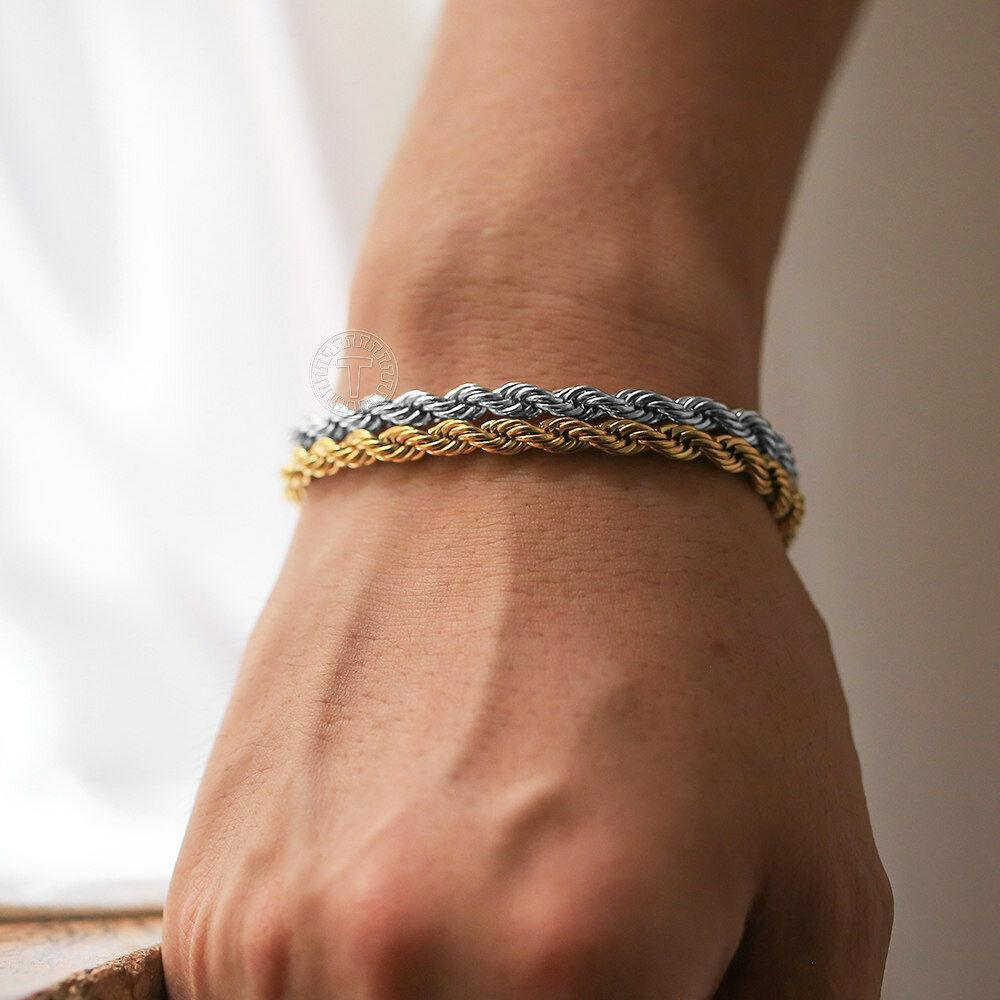 Rope Bracelet for Men and Women Silver or Gold Stainless Steel for Men and Women - Jewelry Store by Erik Rayo