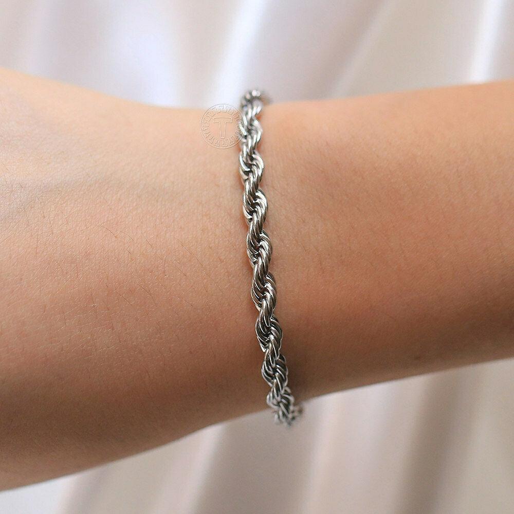 Rope Bracelet for Men and Women Silver or Gold Stainless Steel for Men and Women - Jewelry Store by Erik Rayo