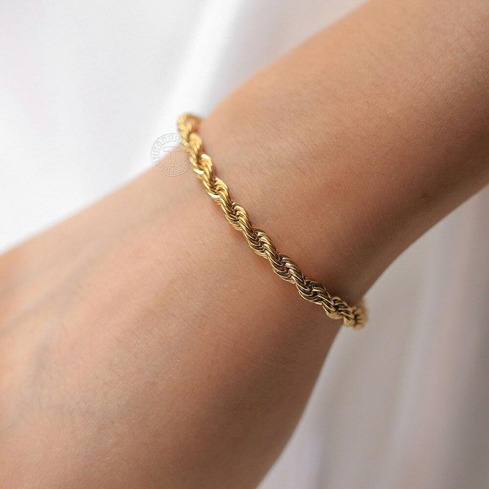 Rope Bracelet for Men and Women Silver or Gold Stainless Steel for Men and Women - Jewelry Store by Erik Rayo