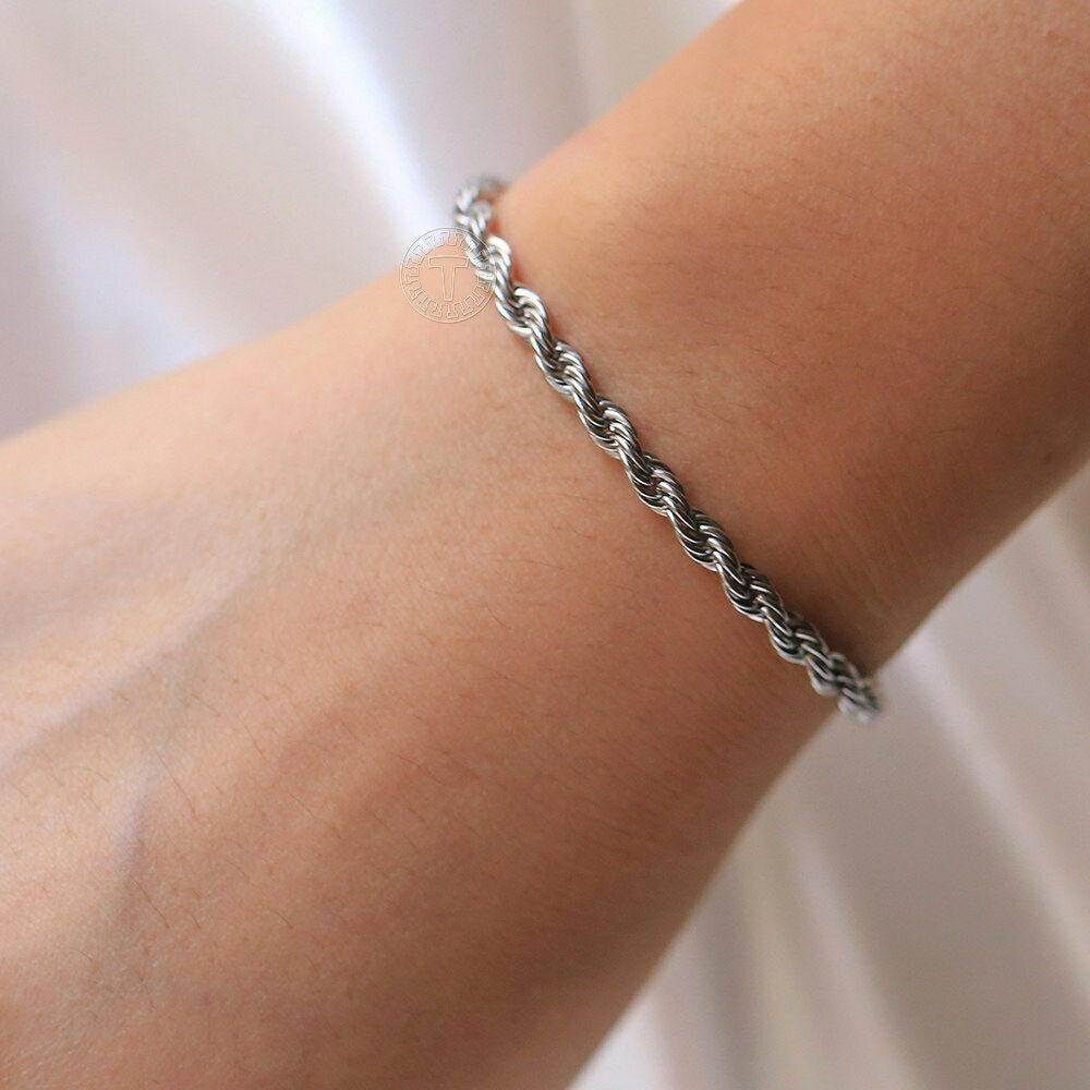 Rope Bracelet for Men and Women Silver or Gold Stainless Steel for Men and Women - Jewelry Store by Erik Rayo