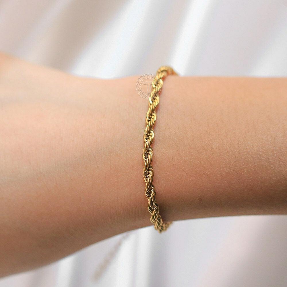 Rope Bracelet for Men and Women Silver or Gold Stainless Steel for Men and Women - Jewelry Store by Erik Rayo