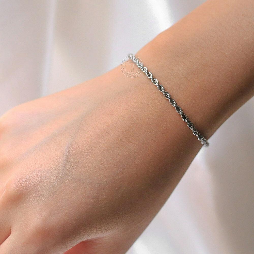 Rope Bracelet for Men and Women Silver or Gold Stainless Steel for Men and Women - Jewelry Store by Erik Rayo