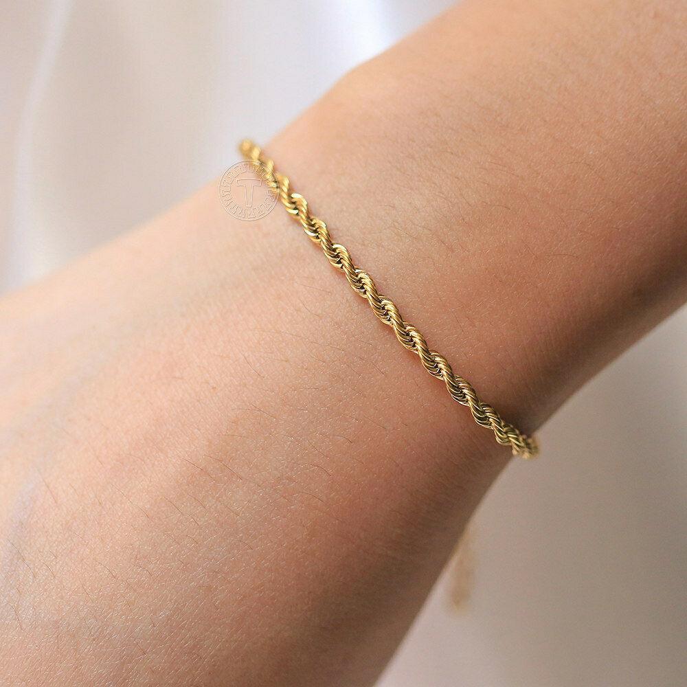 Rope Bracelet for Men and Women Silver or Gold Stainless Steel for Men and Women - Jewelry Store by Erik Rayo