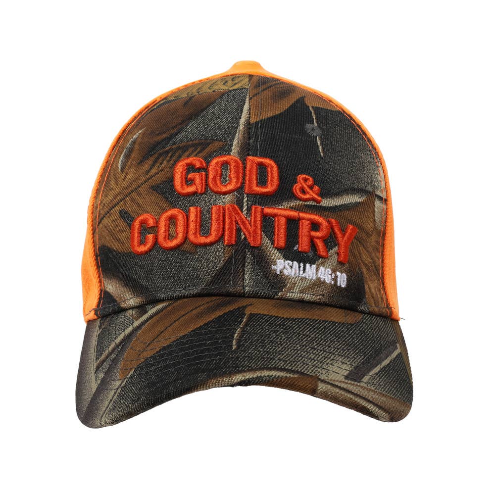 Hat - Camo & Orange - God & Country