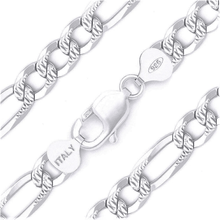 Load image into Gallery viewer, Cadenas Para Hombre y Mujer Ninos de Plata 925 de Ley Esterlina Eslabon Figaro Italiana Corte De Diamante - Jewelry Store by Erik Rayo
