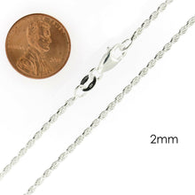 Load image into Gallery viewer, Cadena Para Mujer y Ninos de Plata 925 de Ley Esterlina Italiana Cuerda Corte De Diamante - Jewelry Store by Erik Rayo
