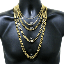 Load image into Gallery viewer, Cadenas Eslabon Cubano Para Hombres Mujeres Ninos Collares De Acero Inoxidable Color Dorado Oro - Jewelry Store by Erik Rayo
