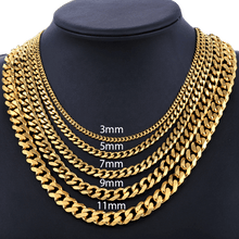 Load image into Gallery viewer, Cadenas Eslabon Cubano Para Hombres Mujeres Ninos Collares De Acero Inoxidable Color Dorado Oro - Jewelry Store by Erik Rayo
